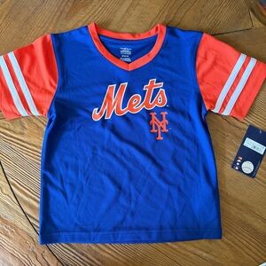 Genuine Merchandise Royal Blue and Orange Mets Short Sleeve Jersey Top size 4T